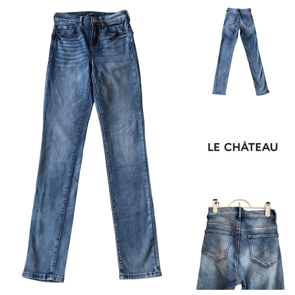 2/$10 MOVING SALE Le Château High-Rise Stretch Slim Leg Jeans Light/Medium Wash
